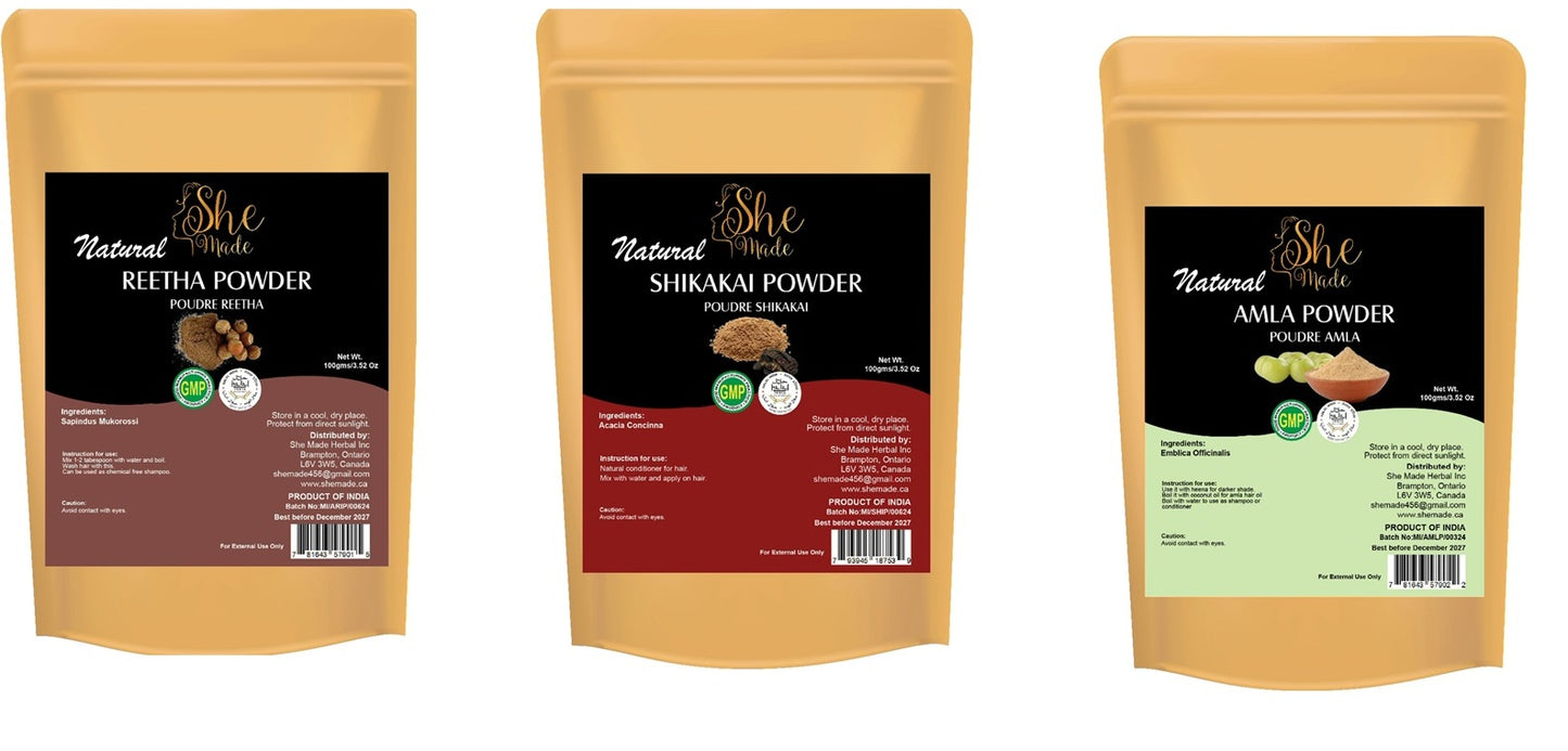 Amla Reetha Shikakai Combo 100g each