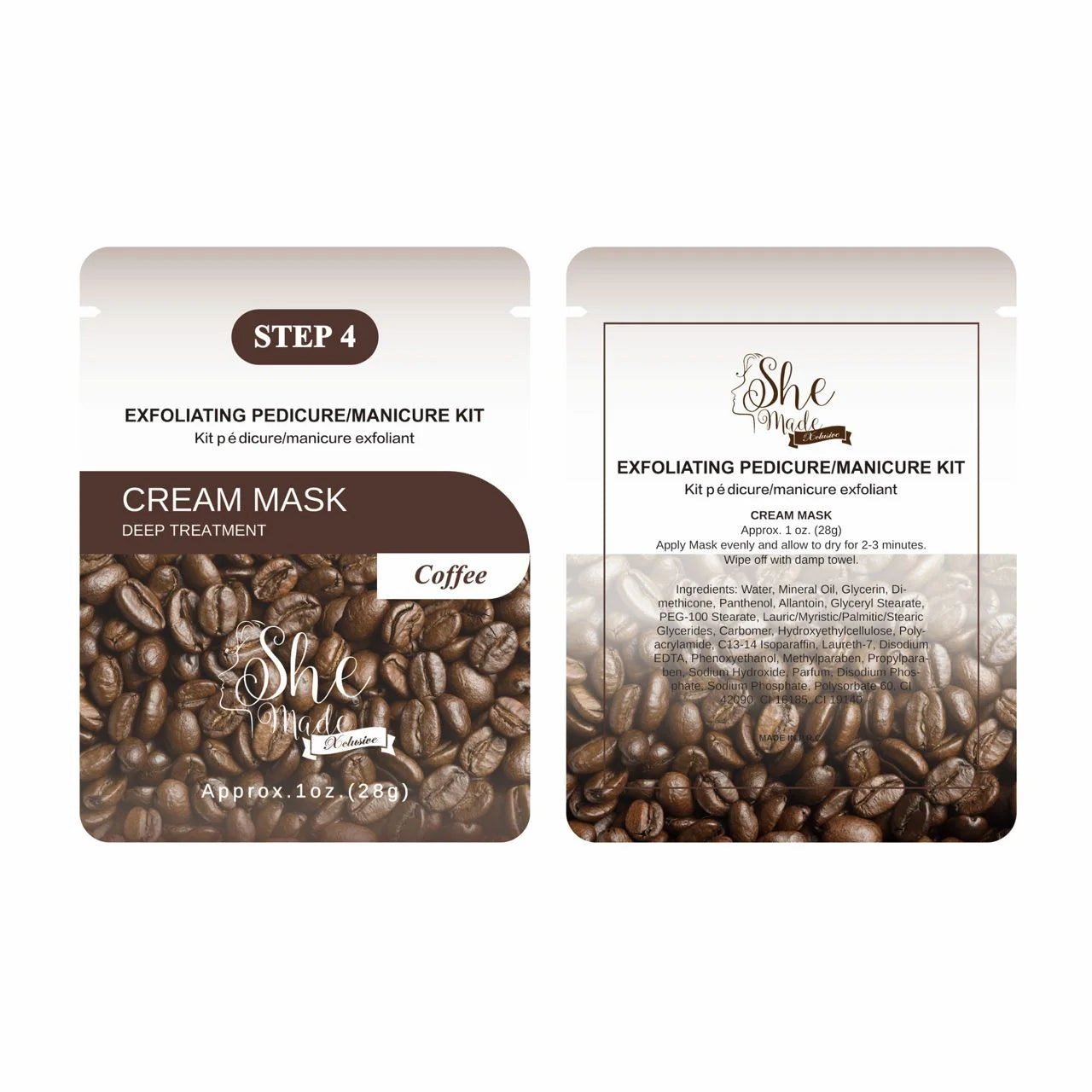 She Made Xclusive Exfoliating Coffee Pedicure Kit 5 step Spa