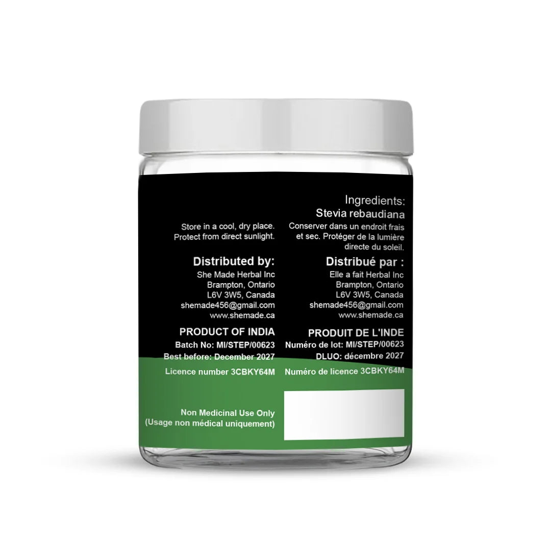 She Made Foods Stevia Leaf Powder 100g/3.5oz - Natural Sweetener - Low Glycemic