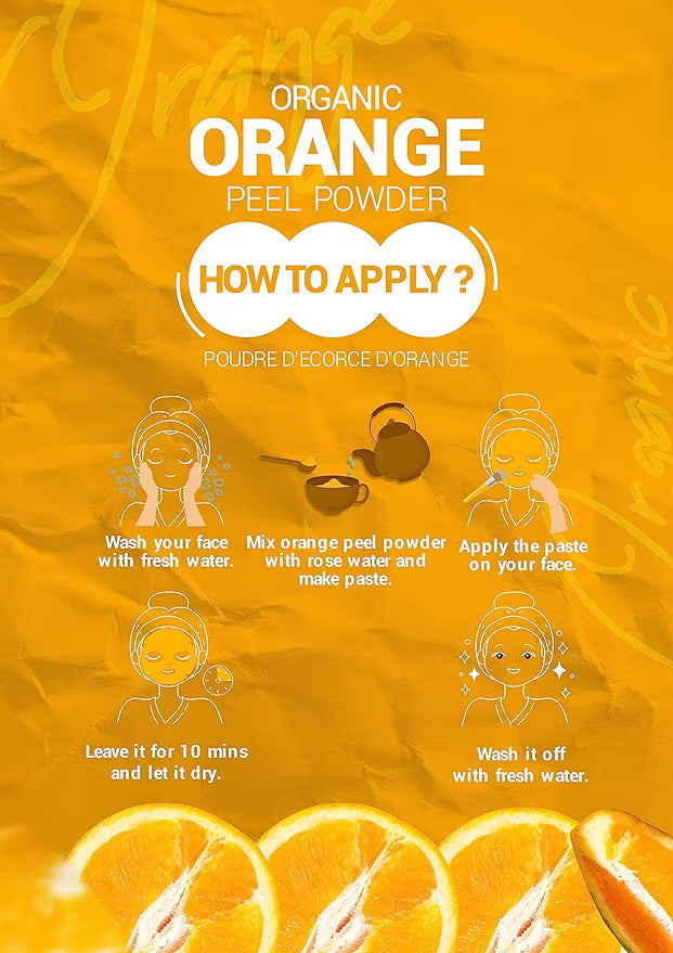 Pure and Natural Orange Peel Powder, Free from Fillers & Preservatives.