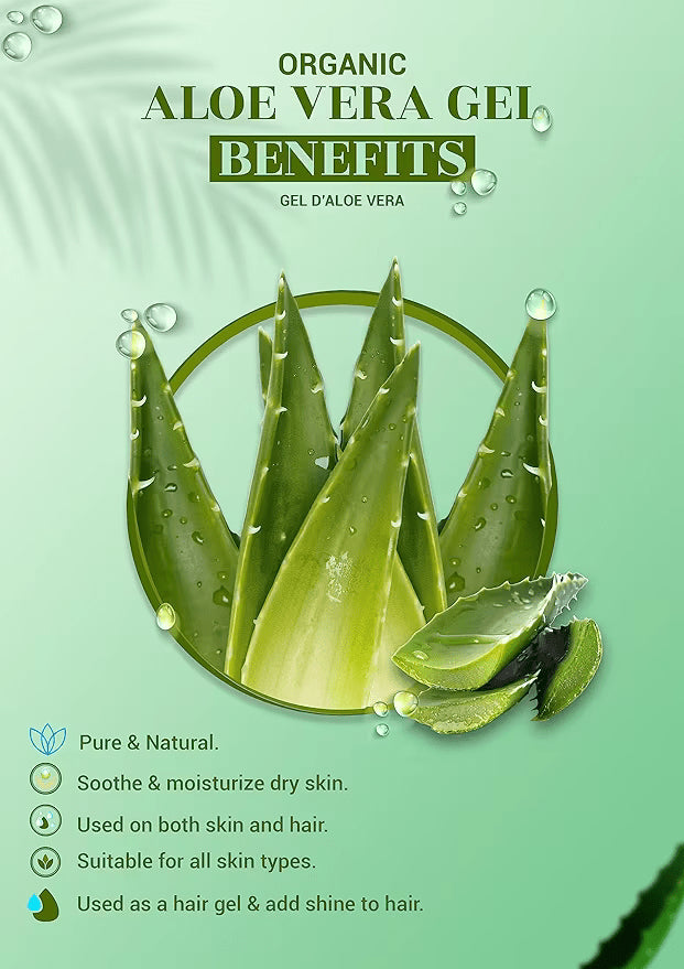 Natural Aloe Vera Gel, Vegan & Naturally Bio-Active, Soothing and Moisturizing for All Skin Types