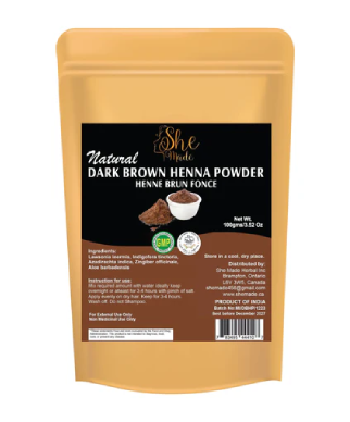 Pure Natural Dark Brown Henna Powder, Natural Hair Color, Indigo & Henna Mix for Soft & Shinier Hair