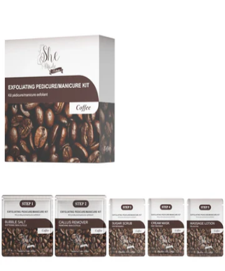 She Made Xclusive Exfoliating Coffee Pedicure Kit 5 step Spa