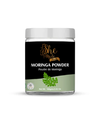 She Made Foods Natural Moringa Leaf Powder 100g, Non-GMO, Vegan, Gluten-Free, for Baking, Cooking & Drinks