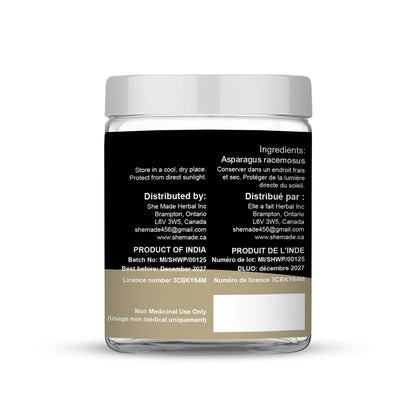 She Made Foods Natural Shatavari Powder available in 100g jar