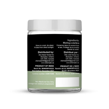 She Made Foods Natural Moringa Leaf Powder 100g, Non-GMO, Vegan, Gluten-Free, for Baking, Cooking & Drinks