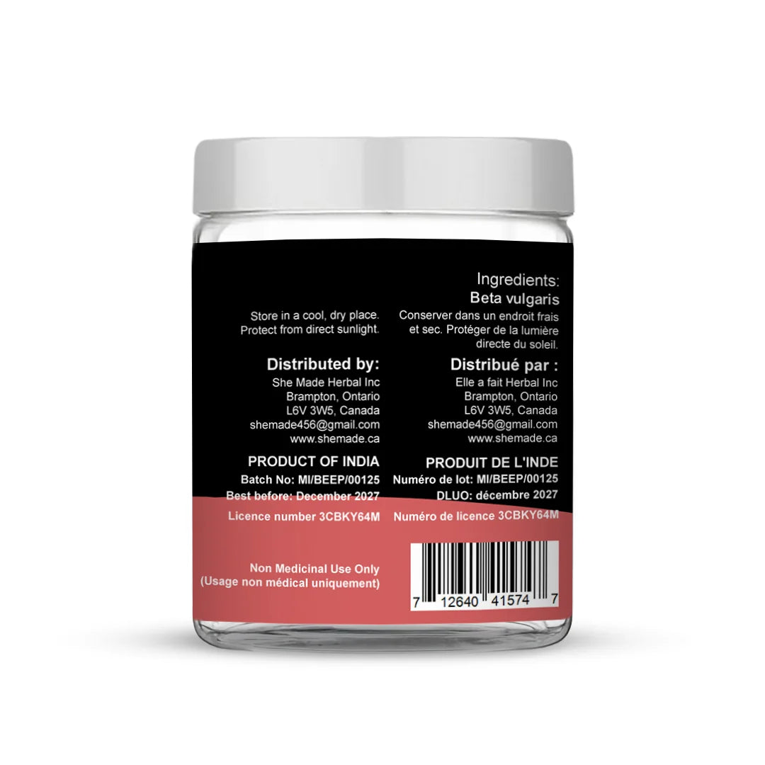She Made Foods Beet Root Powder, Canadian Owned, Vegan available in 100g Jar