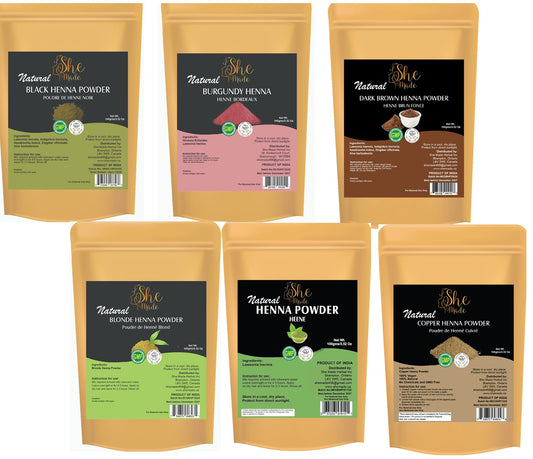 Heena Combo Black,Blonde,Dark brown,Herbal,Burgundy,Copper 100g each